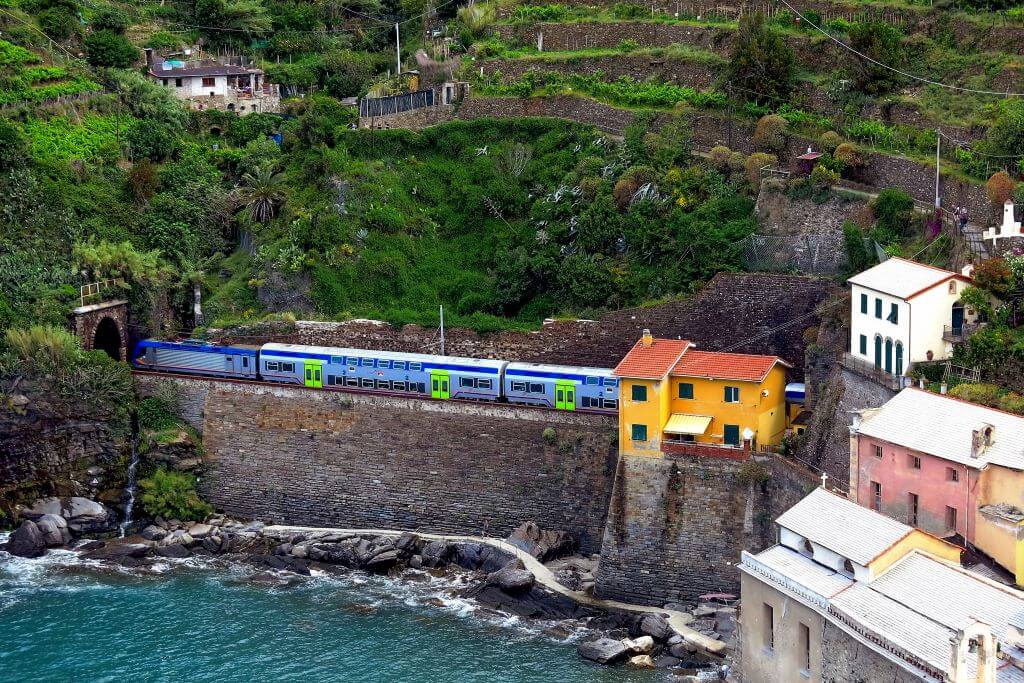 Passenger Train Departing Vernazza Italy
