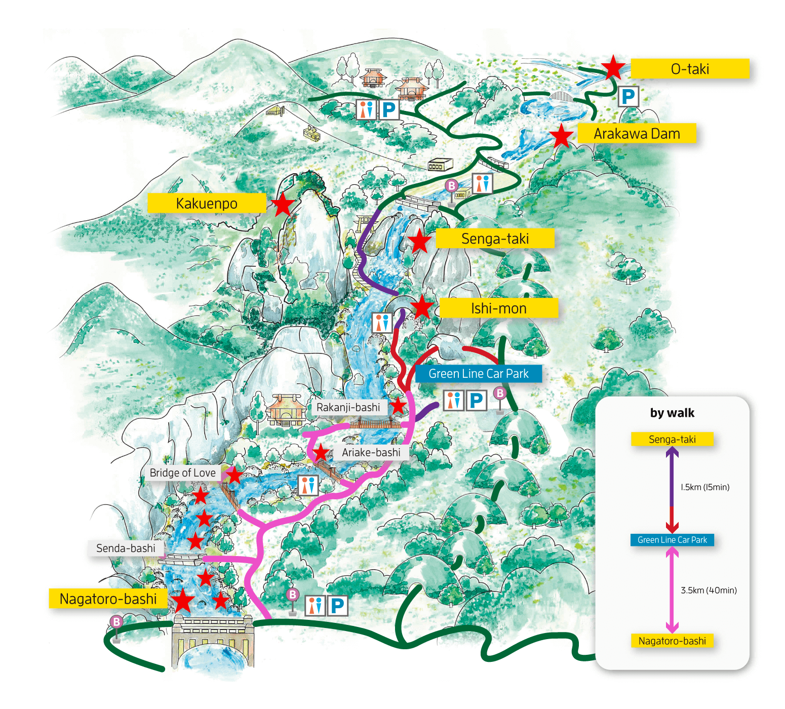 Shosenkyo Gorge map