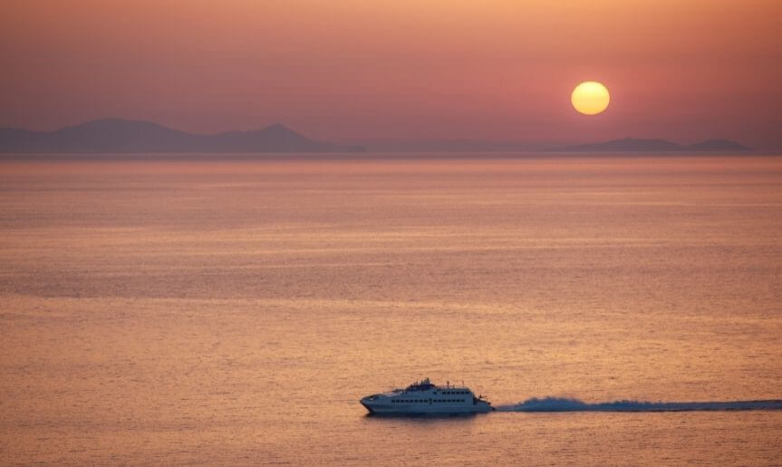 Santorini to Mykonos Ferry Route