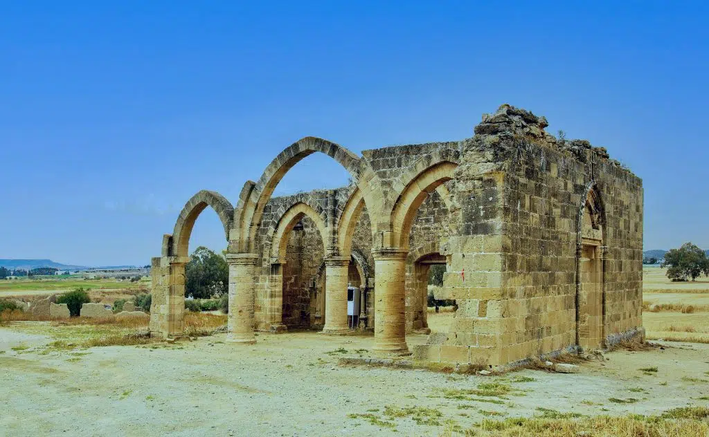 A phot of the arches in the Ruins of Agios Sozomenos temple, Nicosia district, Cyprus
