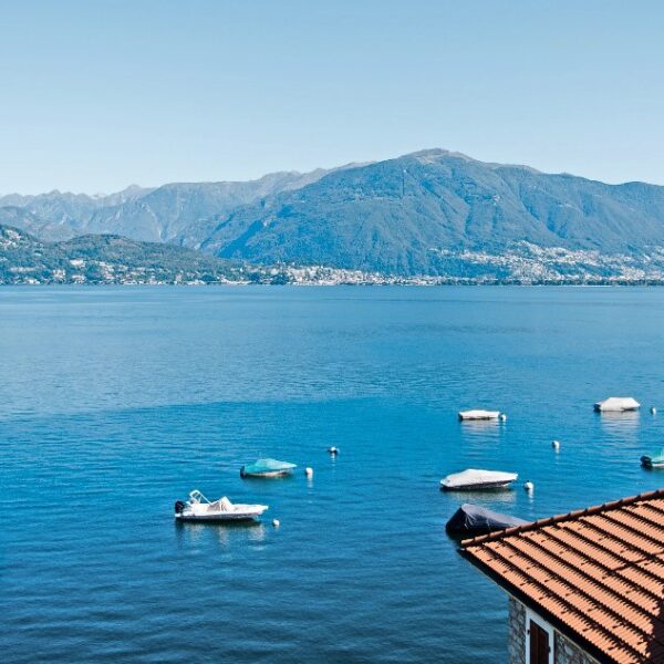 boats bobbing on Lago Maggiore,Italy