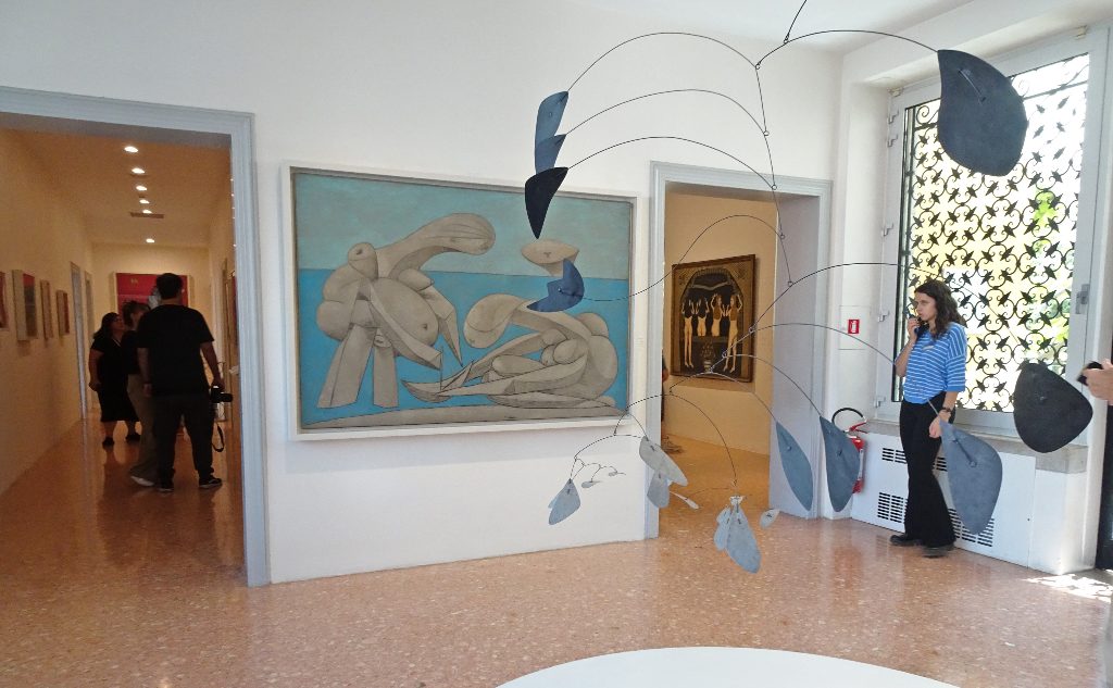 Picasso painting and a Calder Sculpture in the foyer of the Penny Guggenheim Museum, Venice